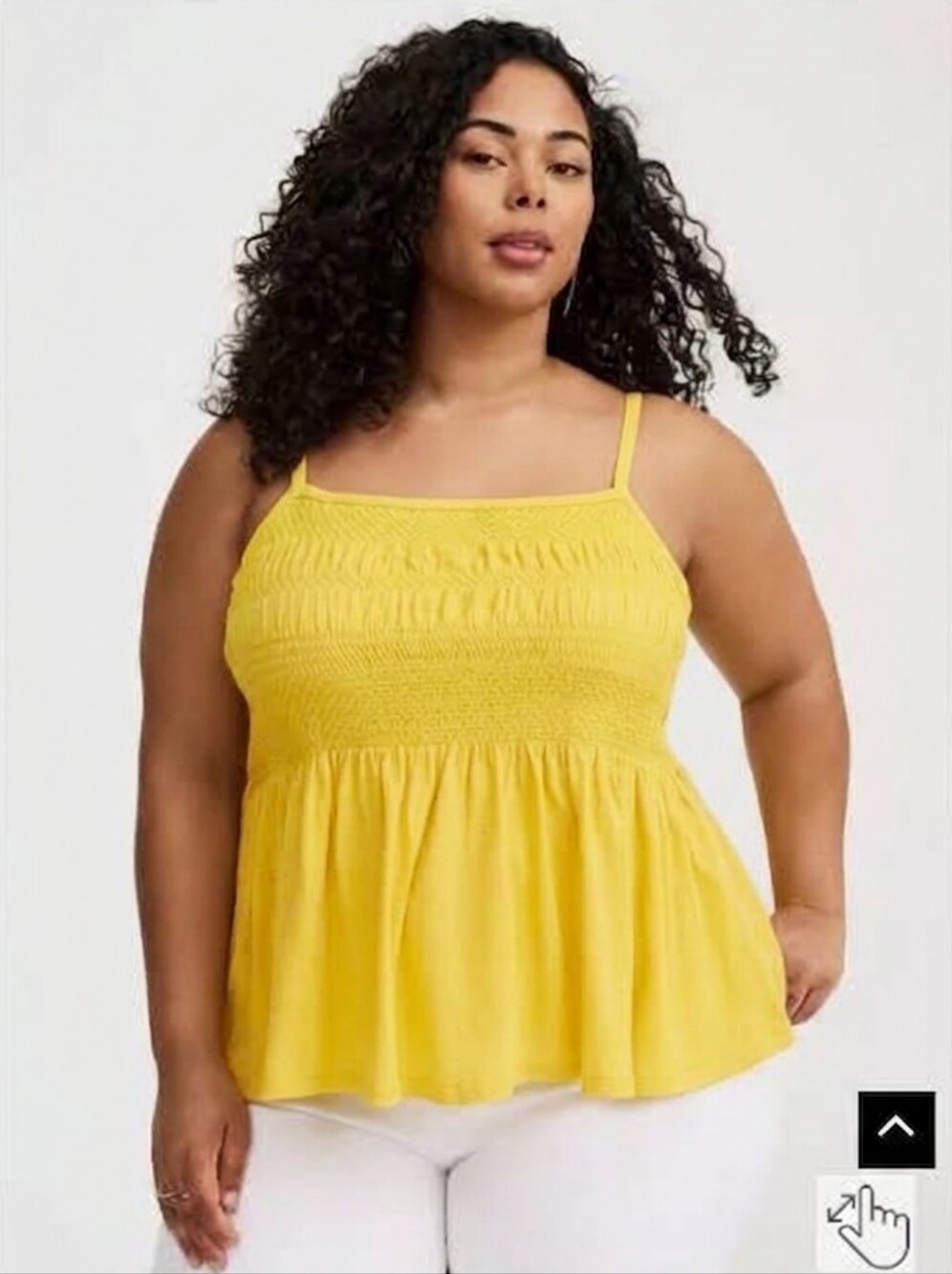 torrid Yellow Smocked Square-Neck Babydoll Tank